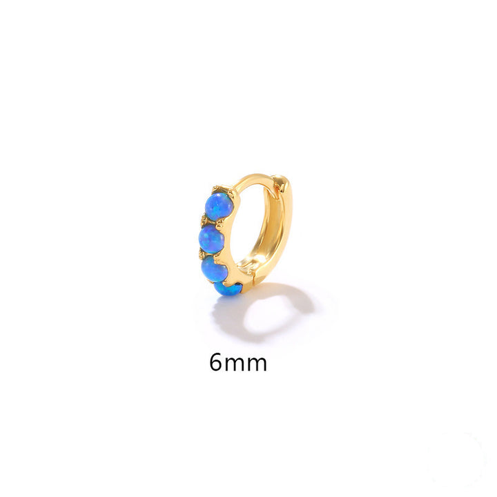 Olivenorma Opal Huggie Hoops Orecchini in argento sterling S925  - Opale blu - 6 centimetri - image 4