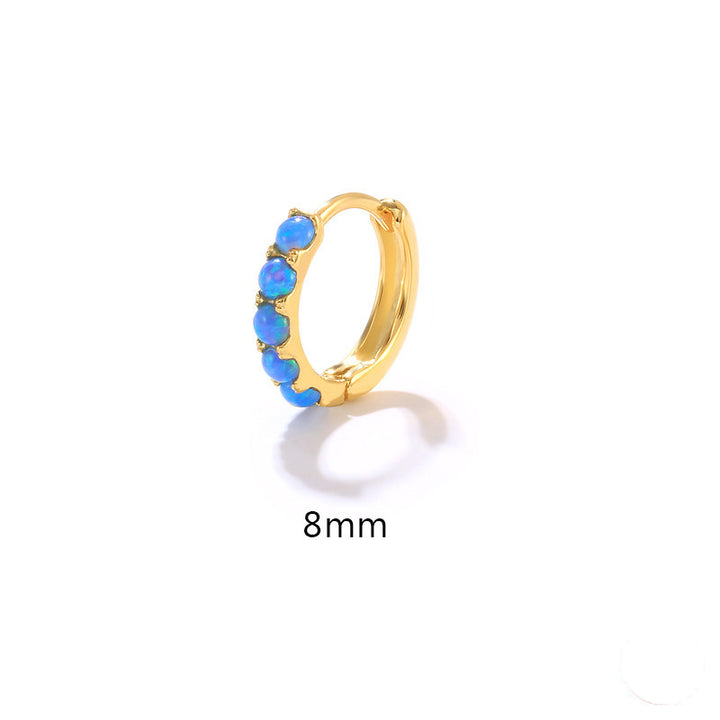 Olivenorma Opal Huggie Hoops Orecchini in argento sterling S925  - Opale blu - 8 centimetri - image 5