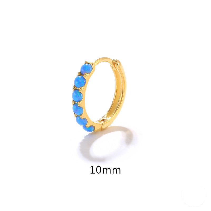Olivenorma Opal Huggie Hoops Orecchini in argento sterling S925  - Opale blu - 10 centimetri - image 6