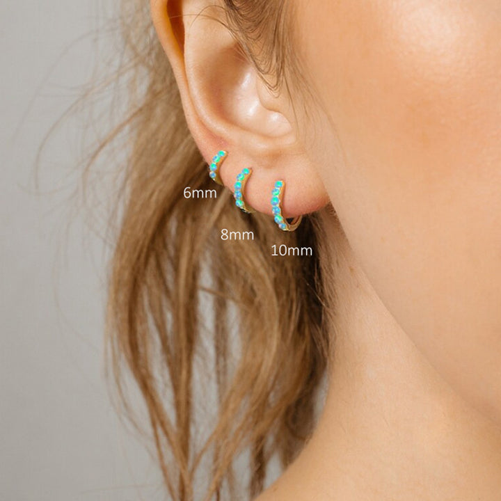 Olivenorma Opal Huggie Hoops Orecchini in argento sterling S925  - image 12