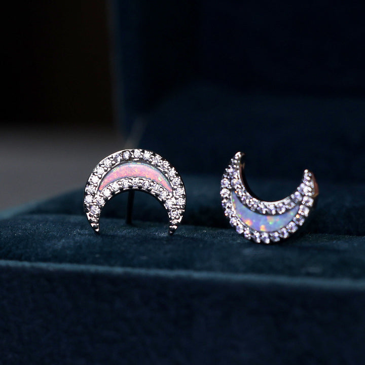 Orecchini a forma di luna con zircone blu Olivenorma