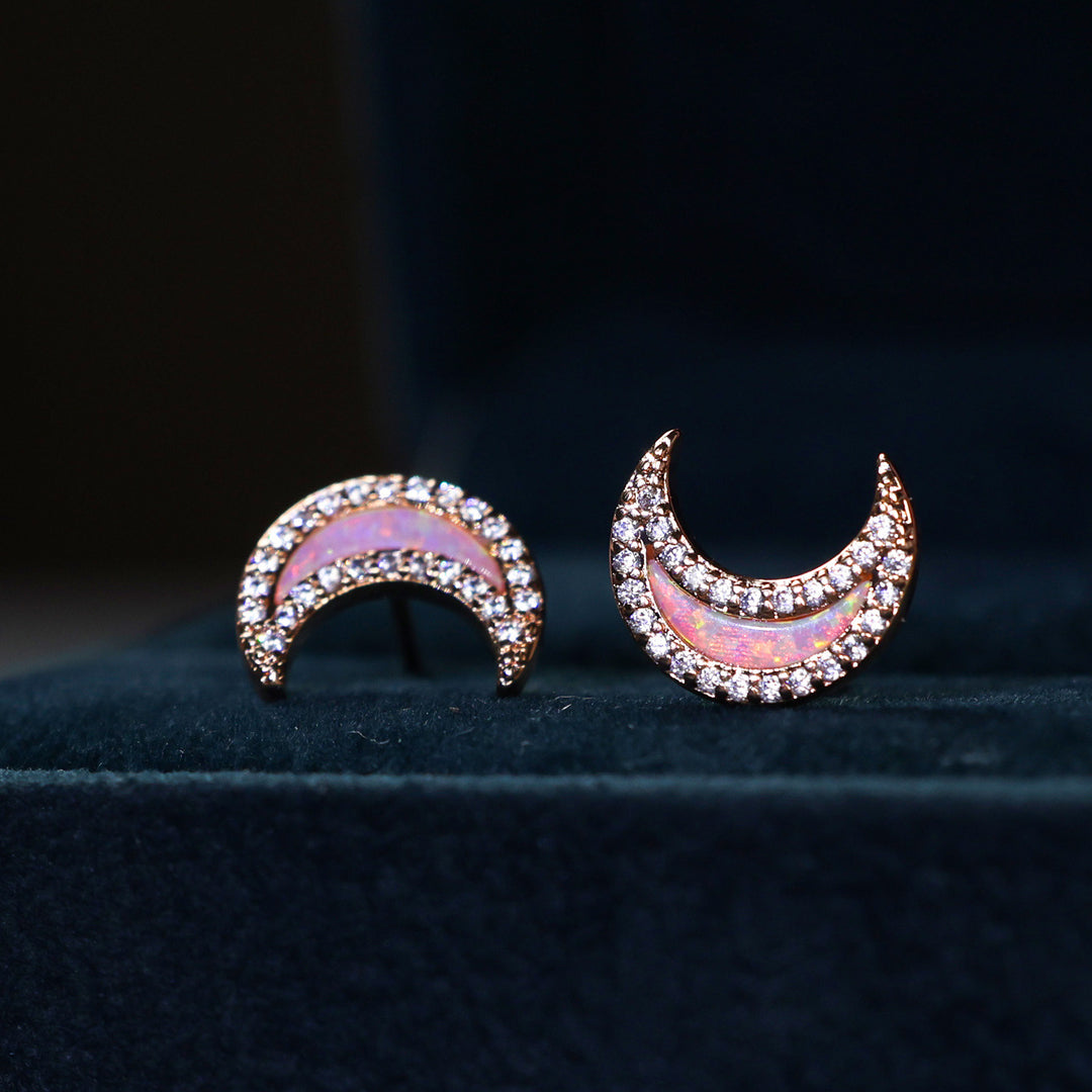 Orecchini a forma di luna con zircone blu Olivenorma