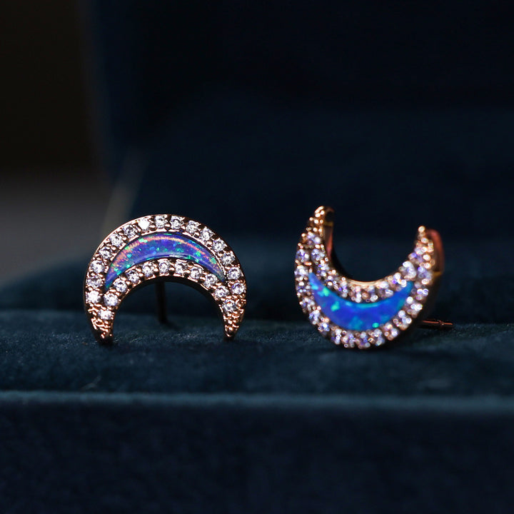 Orecchini a forma di luna con zircone blu Olivenorma