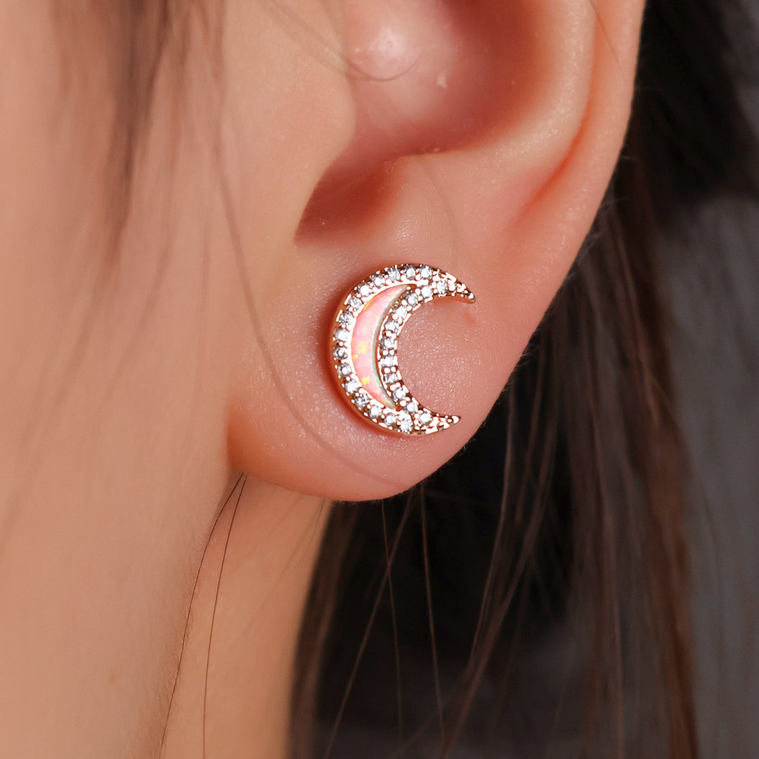 Orecchini a forma di luna con zircone blu Olivenorma