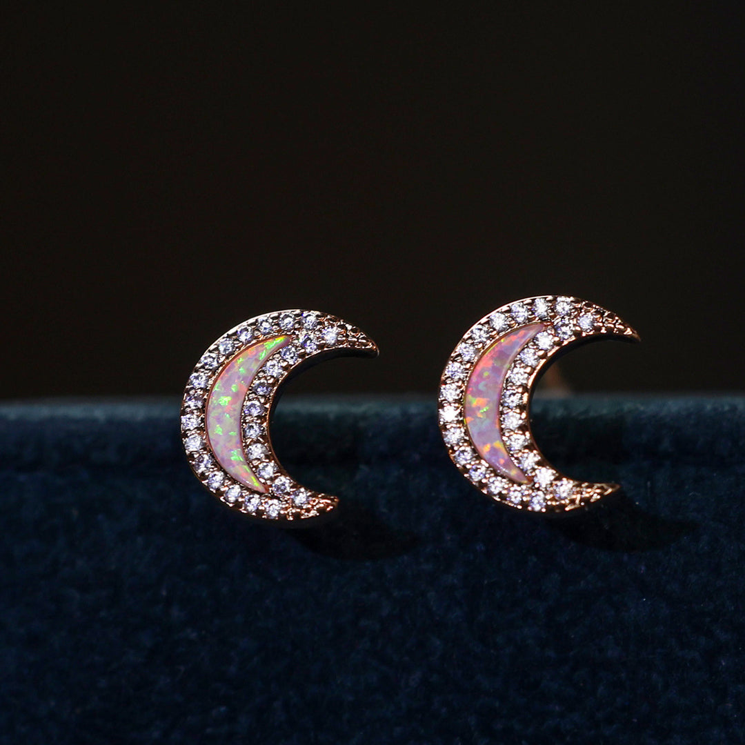 Orecchini a forma di luna con zircone blu Olivenorma
