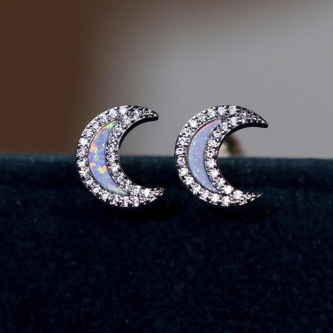 Orecchini a forma di luna con zircone blu Olivenorma
