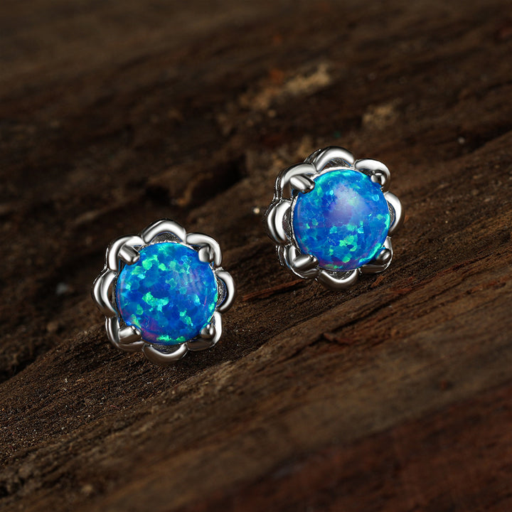 Olivenorma 925 Argento Quattro Artigli Opale Orecchini di Lusso