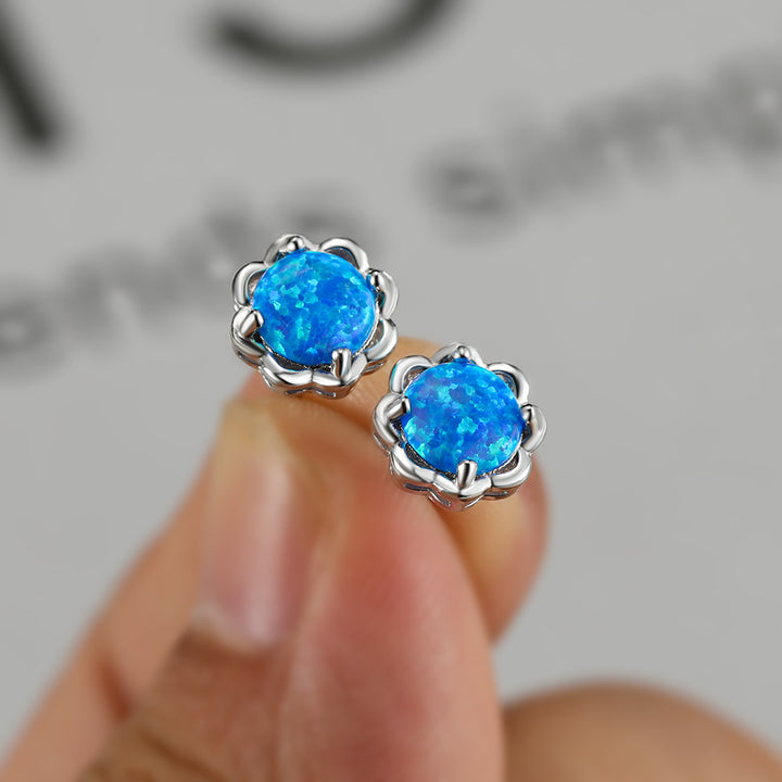 Olivenorma 925 Argento Quattro Artigli Opale Orecchini di Lusso