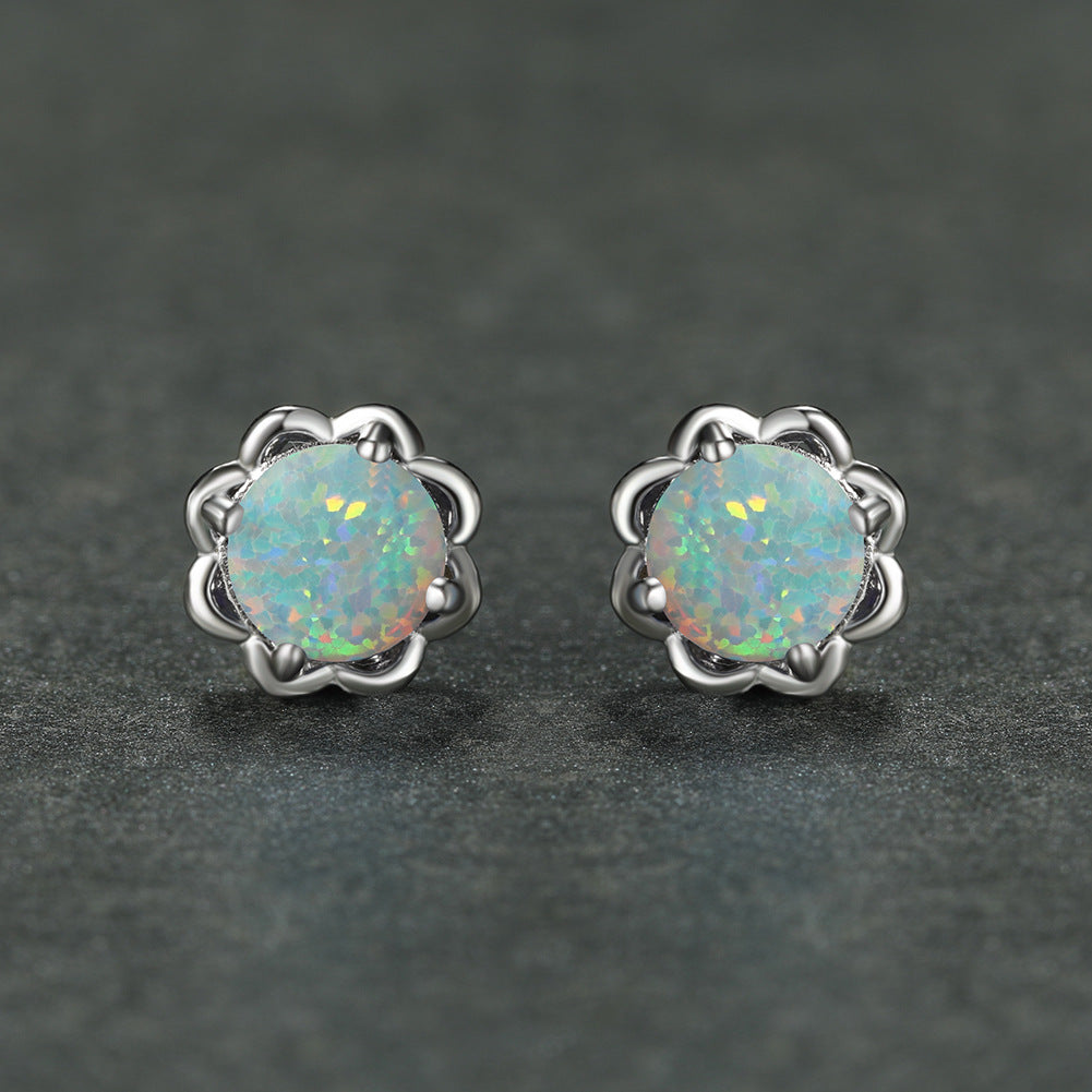 Olivenorma 925 Argento Quattro Artigli Opale Orecchini di Lusso