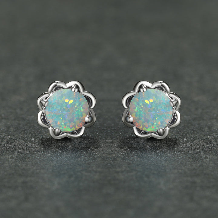 Olivenorma 925 Argento Quattro Artigli Opale Orecchini di Lusso