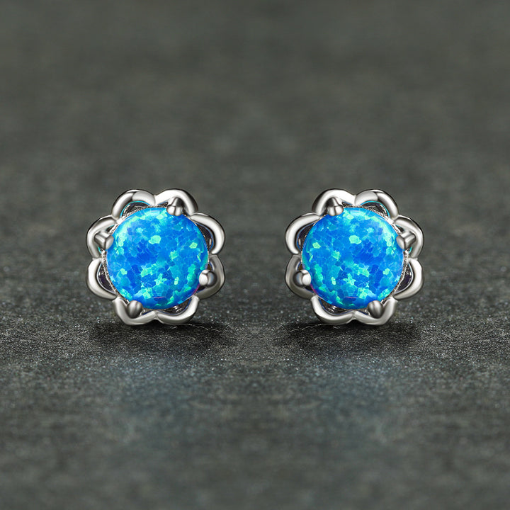 Olivenorma 925 Argento Quattro Artigli Opale Orecchini di Lusso