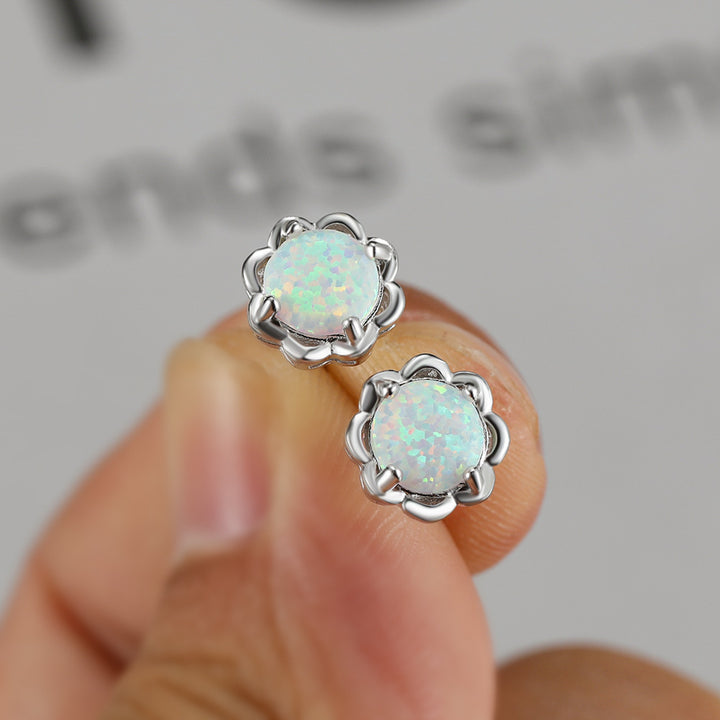 Olivenorma 925 Argento Quattro Artigli Opale Orecchini di Lusso