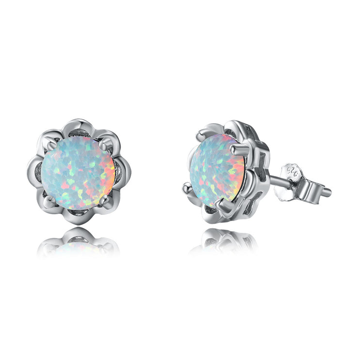 Olivenorma 925 Argento Quattro Artigli Opale Orecchini di Lusso