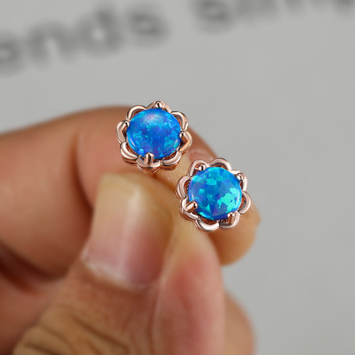 Olivenorma 925 Argento Quattro Artigli Opale Orecchini di Lusso