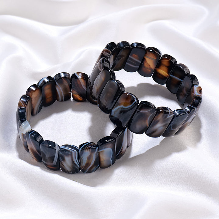 Bracciale Olivenorma in perle rettangolari di sardonice naturale