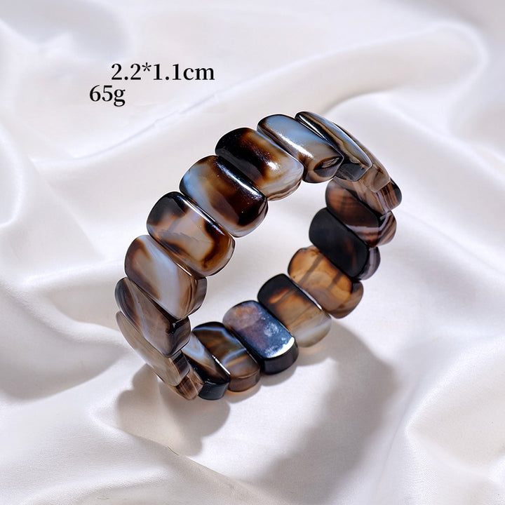 Bracciale Olivenorma in perle rettangolari di sardonice naturale