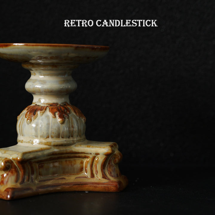 Olivenorma Portacandele in ceramica con fiori in rilievo retrò europeo