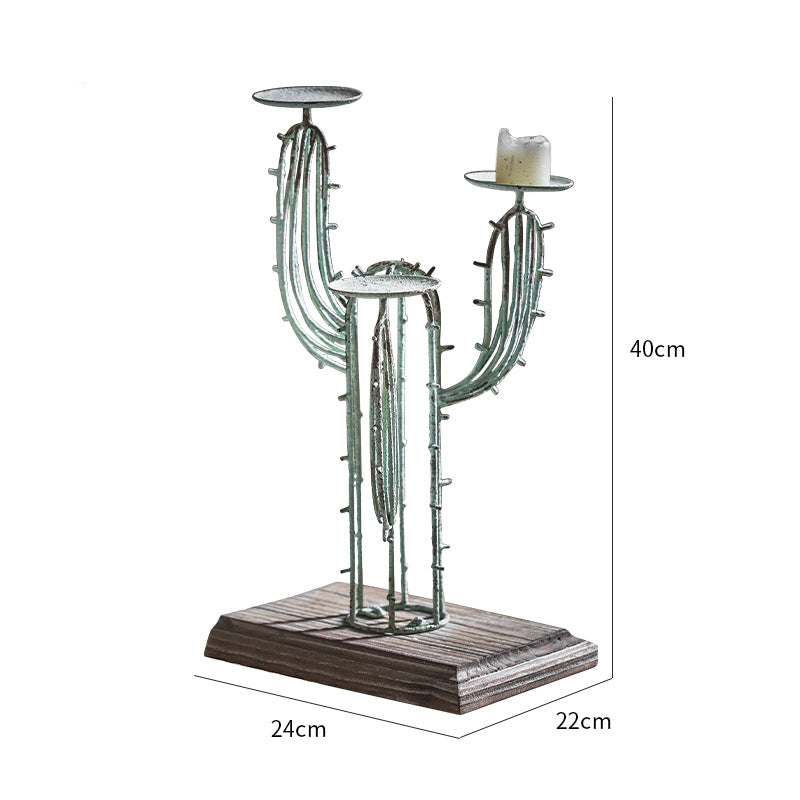 Portacandele da tavolo in ferro battuto Olivenorma Cactus