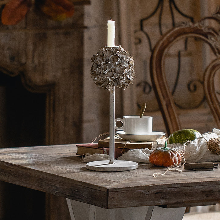 Olivenorma Portacandele decorativo retrò in ferro antico con fiori 