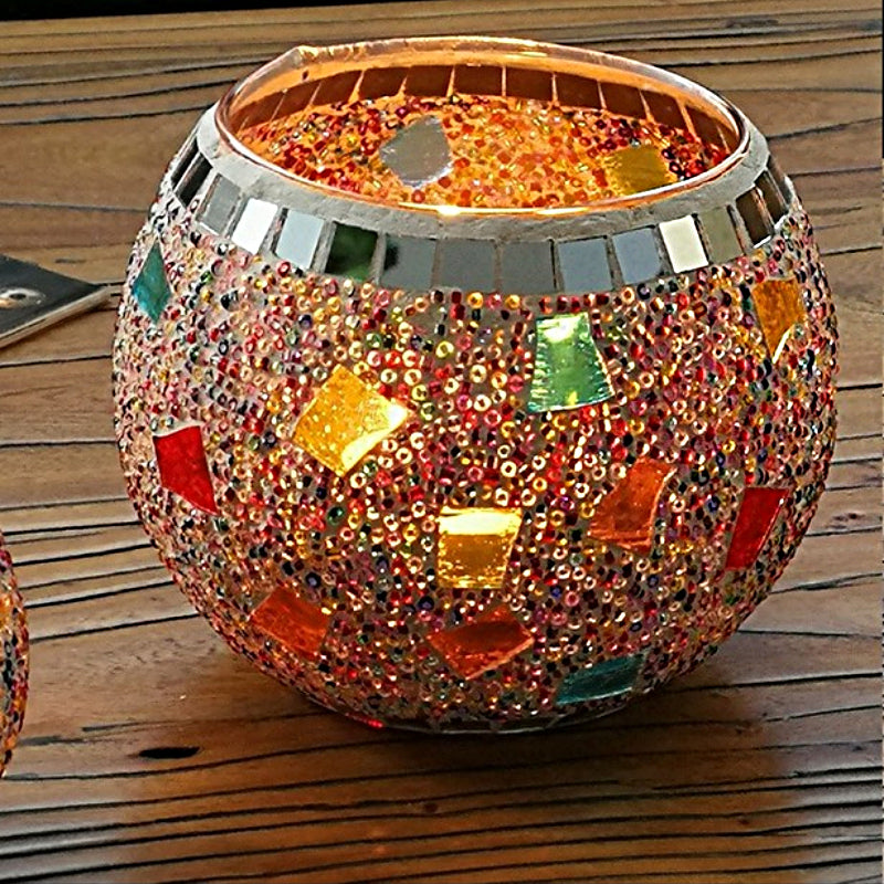 Portacandele in mosaico di vetro retrò europeo Olivenorma