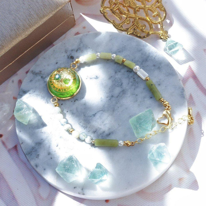 Olivenorma Peridot Pearl Tree Of Life Collana Bracciale Gioielli Set