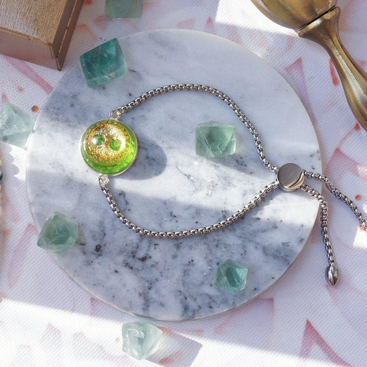 Olivenorma Peridot Pearl Tree Of Life Collana Bracciale Gioielli Set