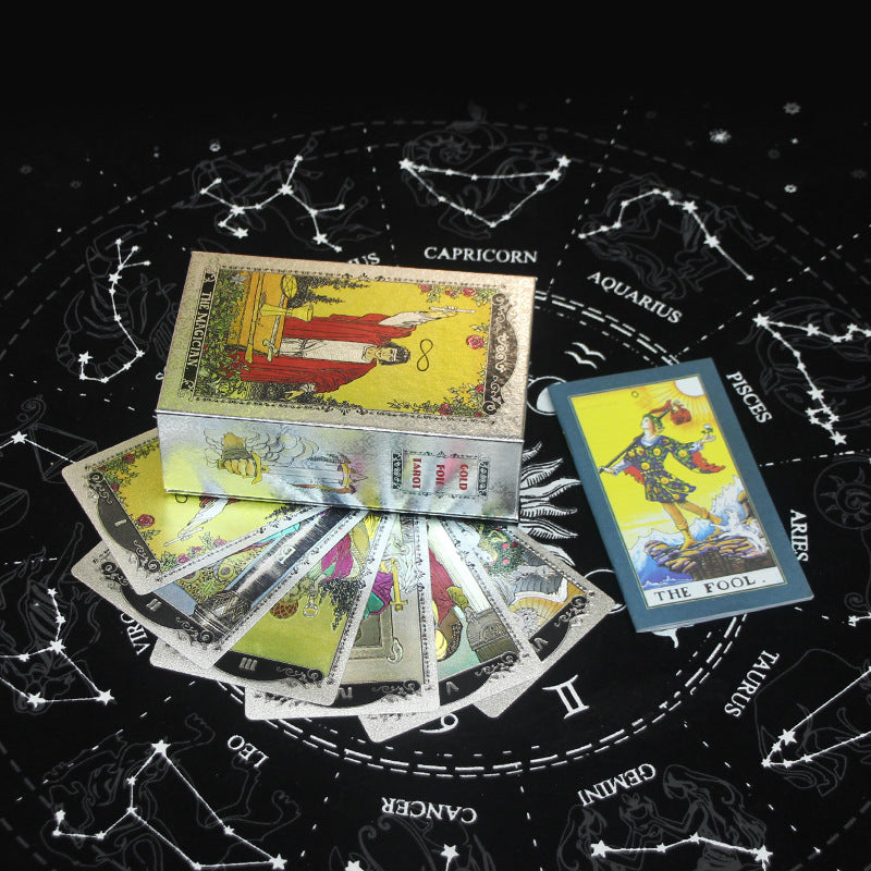 Olivenorma Rosso Verde Sole Luna PET Impermeabile Carta dei Tarocchi Argento