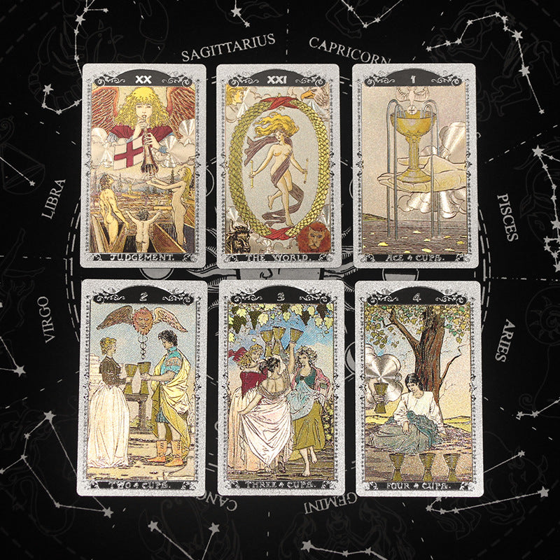 Olivenorma Rosso Verde Sole Luna PET Impermeabile Carta dei Tarocchi Argento