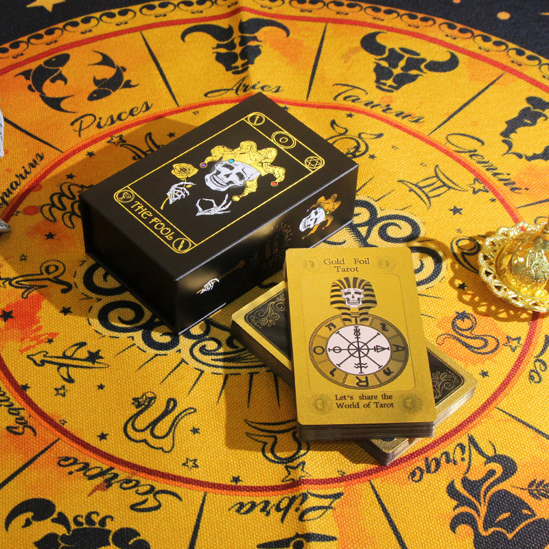 Olivenorma Modello Teschio Nero Oro Carta dei Tarocchi Impermeabile PVC