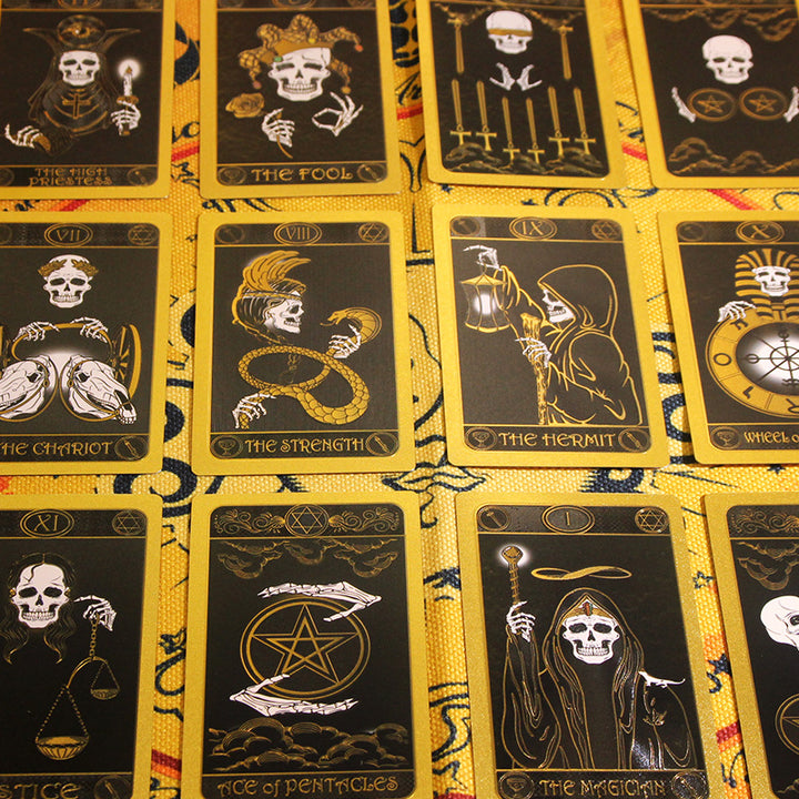 Olivenorma Modello Teschio Nero Oro Carta dei Tarocchi Impermeabile PVC