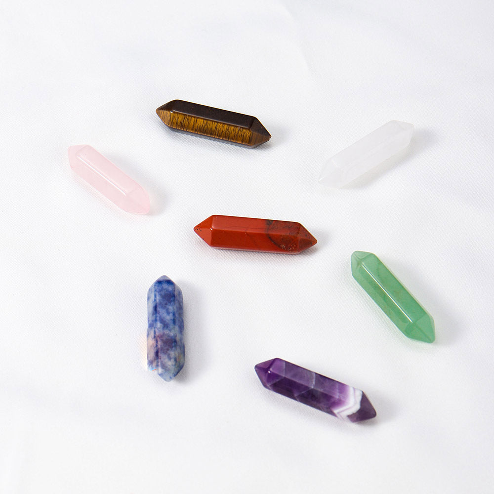 Decorazione in pietra preziosa per chakra a colonna a doppia punta in cristallo naturale Olivenorma