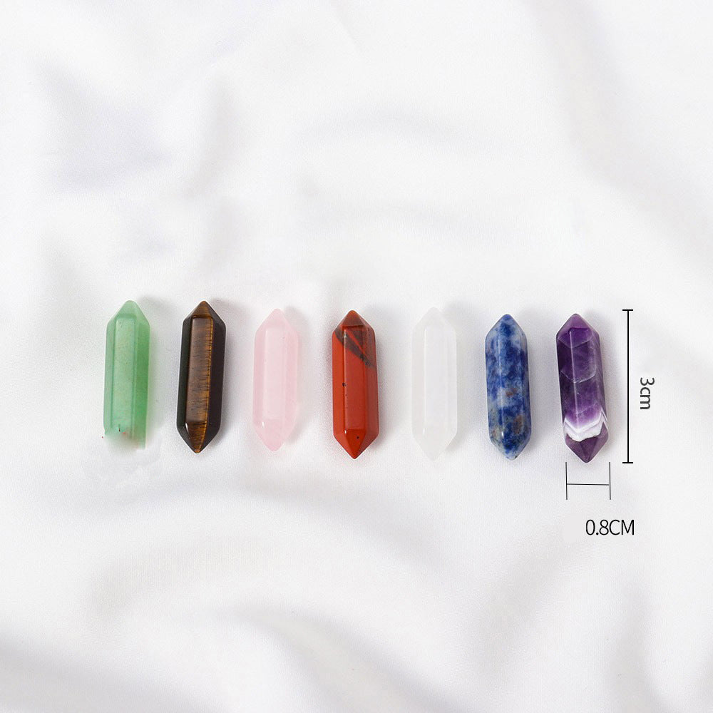Decorazione in pietra preziosa per chakra a colonna a doppia punta in cristallo naturale Olivenorma