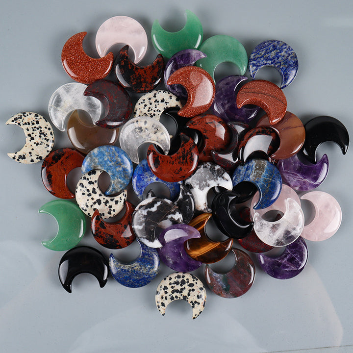 Olivenorma 3 pezzi set di pietre naturali piccole decorazioni artigianali con pietre preziose a forma di luna