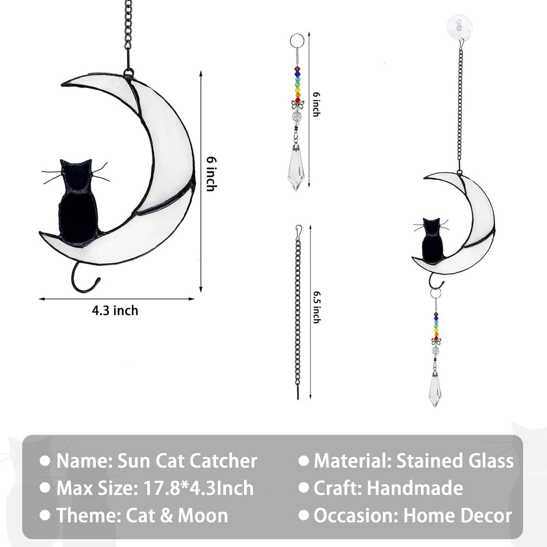 Ornamento per finestra in vetro Olivenorma White Moon Black Cat