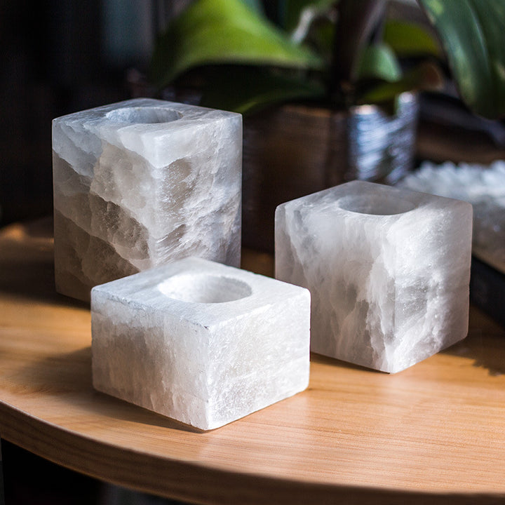 Portacandele minerale in gesso Olivenorma Sugar Cube