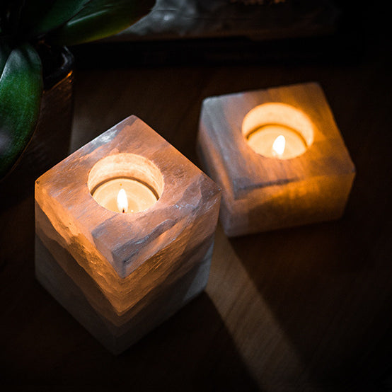 Portacandele minerale in gesso Olivenorma Sugar Cube