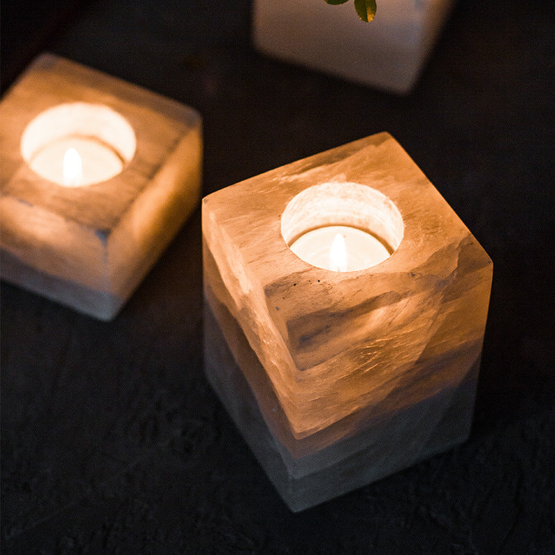 Portacandele minerale in gesso Olivenorma Sugar Cube