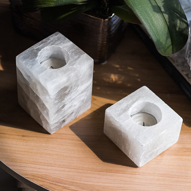 Portacandele minerale in gesso Olivenorma Sugar Cube