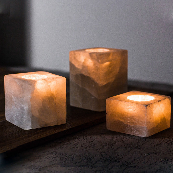 Portacandele minerale in gesso Olivenorma Sugar Cube