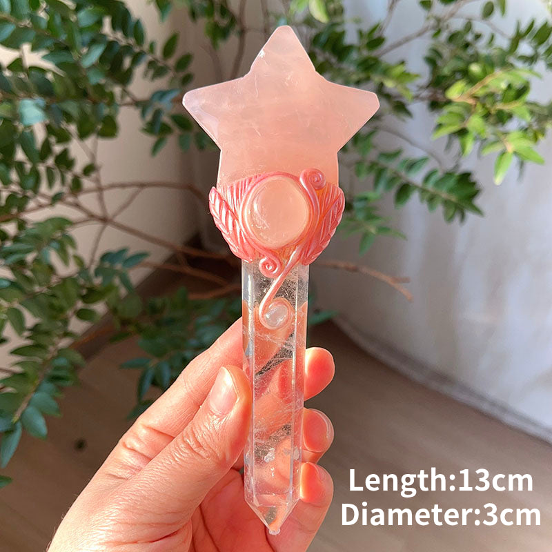 Olivenorma bacchetta magica in quarzo rosa naturale ornamenti bacchette di cristallo