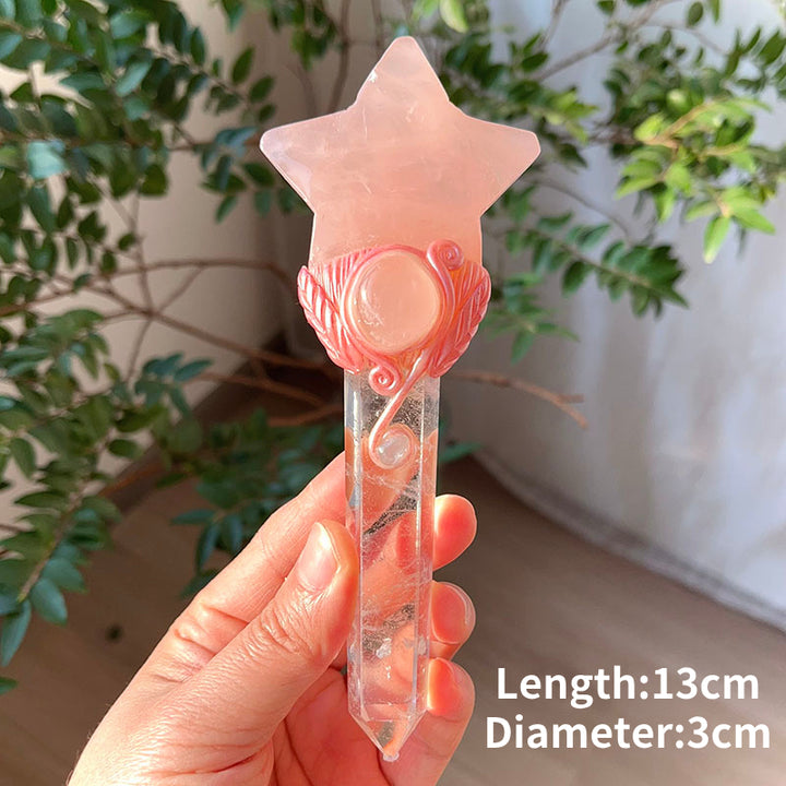 Olivenorma bacchetta magica in quarzo rosa naturale ornamenti bacchette di cristallo