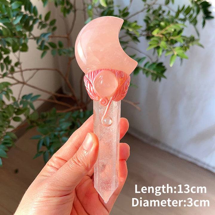 Olivenorma bacchetta magica in quarzo rosa naturale ornamenti bacchette di cristallo