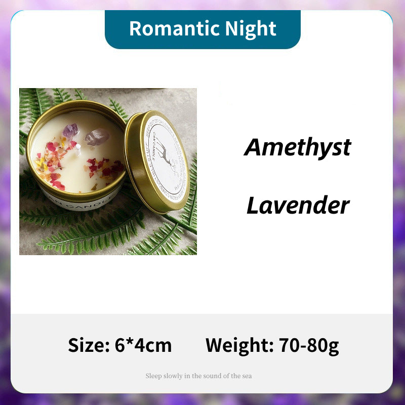 Olivenorma Candela in latta Fiori secchi Cristallo Aromaterapia