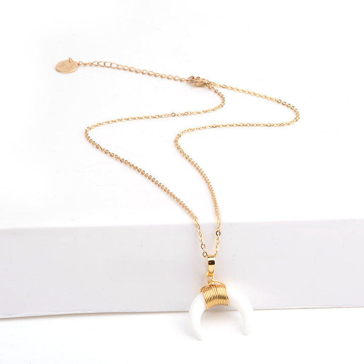 Collana con mezzaluna in pietra preziosa Olivenorma - Giada bianca - image 14
