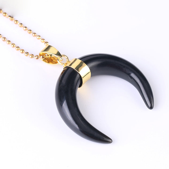 Collana con mezzaluna in pietra preziosa Olivenorma - Ossidiana - image 16