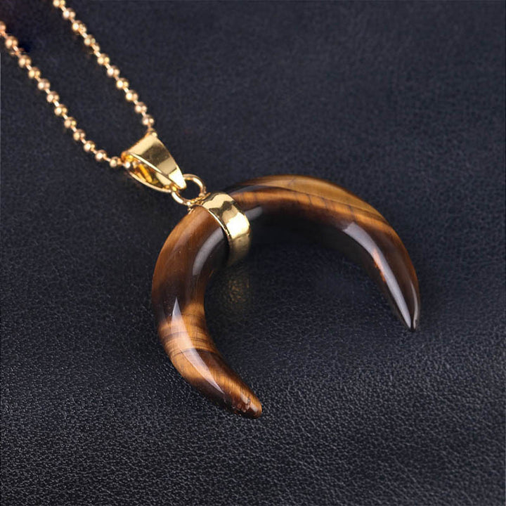 Collana con mezzaluna in pietra preziosa Olivenorma - Occhio di tigre - image 20