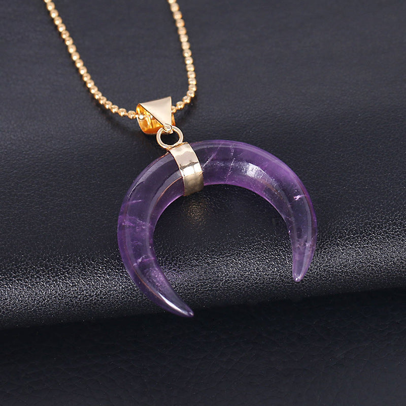 Collana con mezzaluna in pietra preziosa Olivenorma - Ametista - image 37