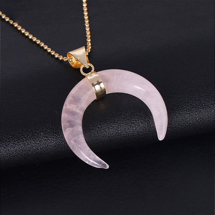 Collana con mezzaluna in pietra preziosa Olivenorma - Quarzo rosa - image 31