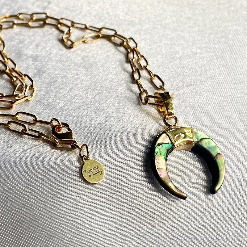 Collana con mezzaluna in pietra preziosa Olivenorma