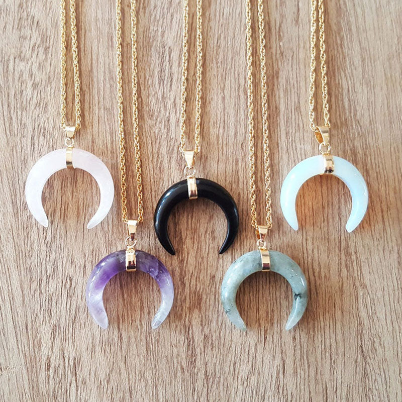 Collana con mezzaluna in pietra preziosa Olivenorma